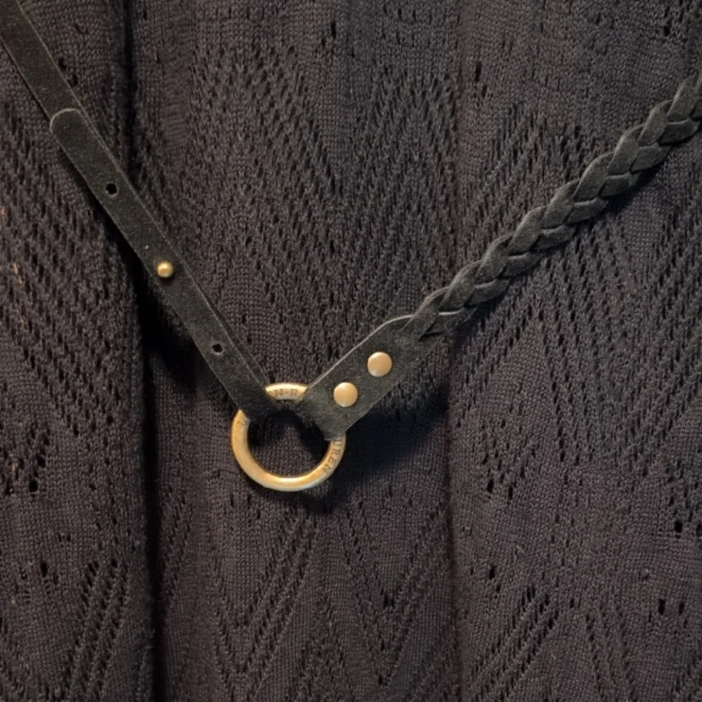 Lauren Ralph Lauren Elegant Black Knit Dress with Suede Leather Belt XL - Picture 3 of 11